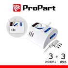 MULTIPRESA 3POS TAVOLO BIPASSO + BIP/SCHUKO + USB SP16A +INT
